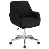 Flash Furniture BT-1172-BLK-F-GG Rochelle Home and Office Upholstered Mid-Back Chair in Black Fabric 